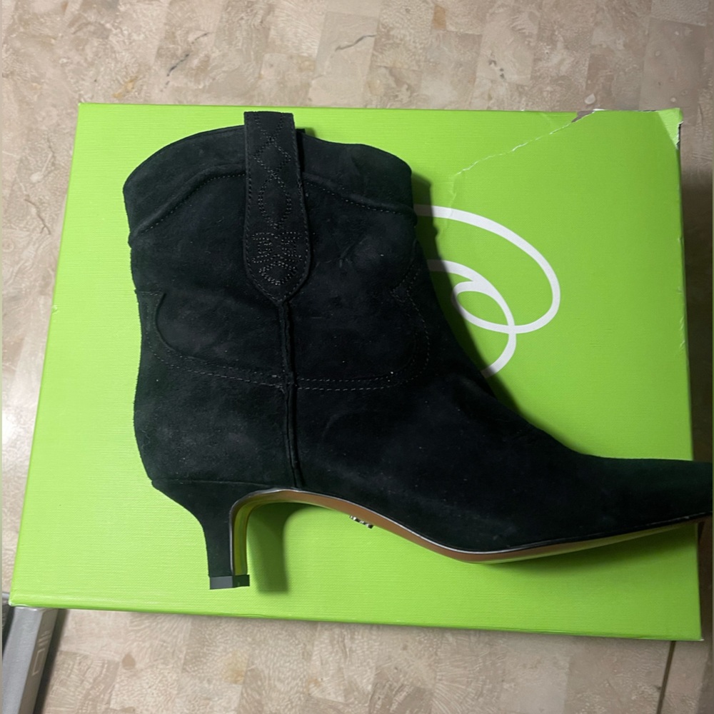 New in Box Sam Edelman Taryn Black Suede Boots - Picture 6 of 7